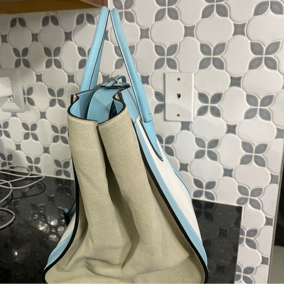 Authentic Valentino Cynthia By Mario -Handbag Tote White And Blue - Picture 12 of 12